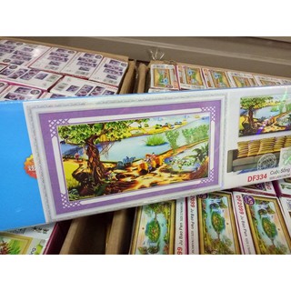 Tranh đính đá phong cảnh làng quê việt nam df334 kt 180x106cm chưa đính