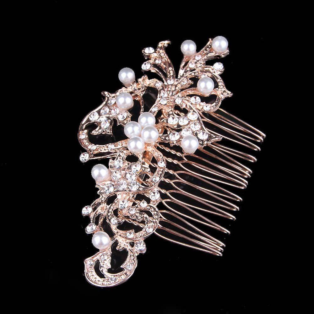 Lược Cài Tóc Lấp Lánh Hoa Hồng Đám Cưới|Hoa Ngọc Trai Giả Trang Trí|Băng Đô Đội Đầu Bằng Vải Nhung Dễ Thương Bắt Mắt