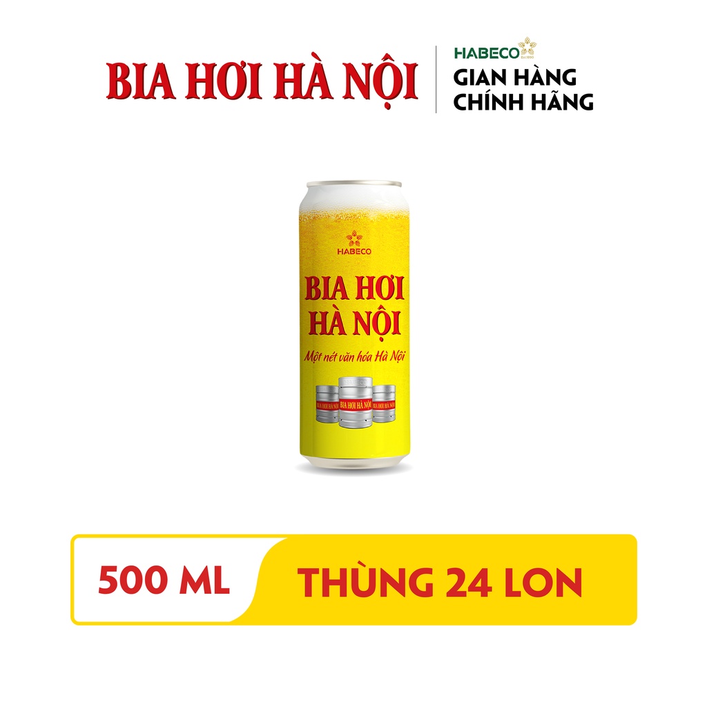 Thùng 24 lon Bia Hơi Hà Nội - HABECO (500ml/lon) - Phiên bản Tết