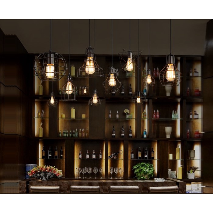 Đèn Thả Khung Sắt Nghệ Thuật, Đèn Thả Bàn Ăn Phòng Khách Phòng Ngủ Thiết Kế Nhiều Mẫu Độc Đáo (Gồm Bóng Đèn)