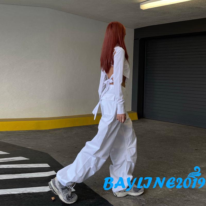 Quần Dài Dáng Rộng Lưng Thun Dây Rút Màu Sắc Đơn Giản Thời Trang Mùa Hè Cho Nữ