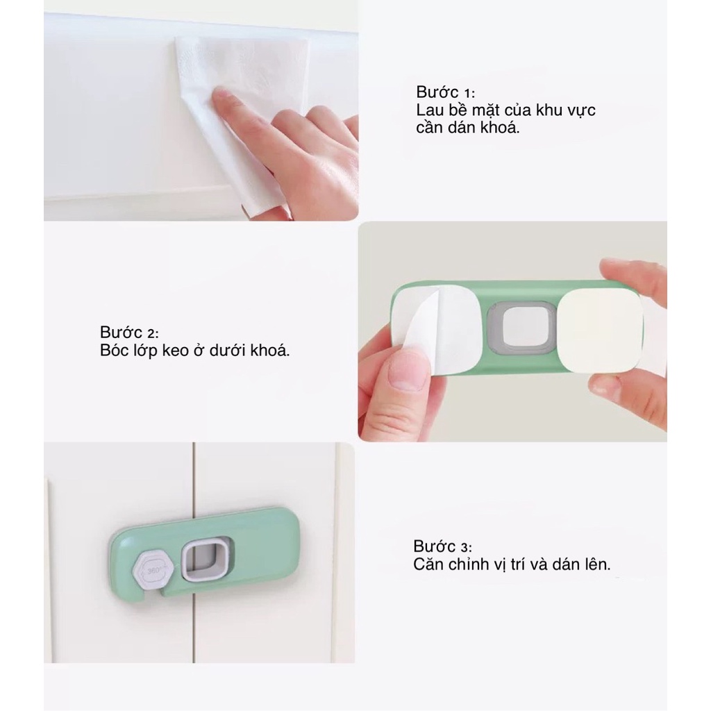 Khóa tủ lạnh, khoá ngăn kéo, tủ đồ chống kẹp tay an toàn cho bé Looktosee chất liệu nhựa ABS