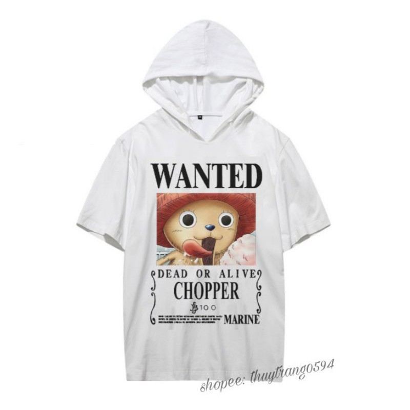 Áo Hoodie Tay Lửng Wanted Truy Nã One Piece, Áo Wanted luffy, Ace, Shanks, Chopper, Nami, Sanji, Zoro