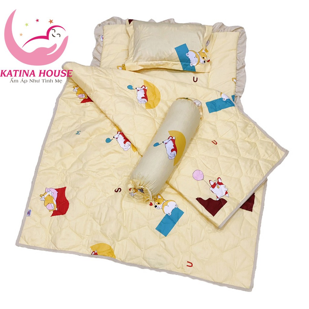 Bộ nệm gối mền cho trẻ 1-5 tuổi , vải cotton 100% với nhiều họa tiết họa hình đáng yêu