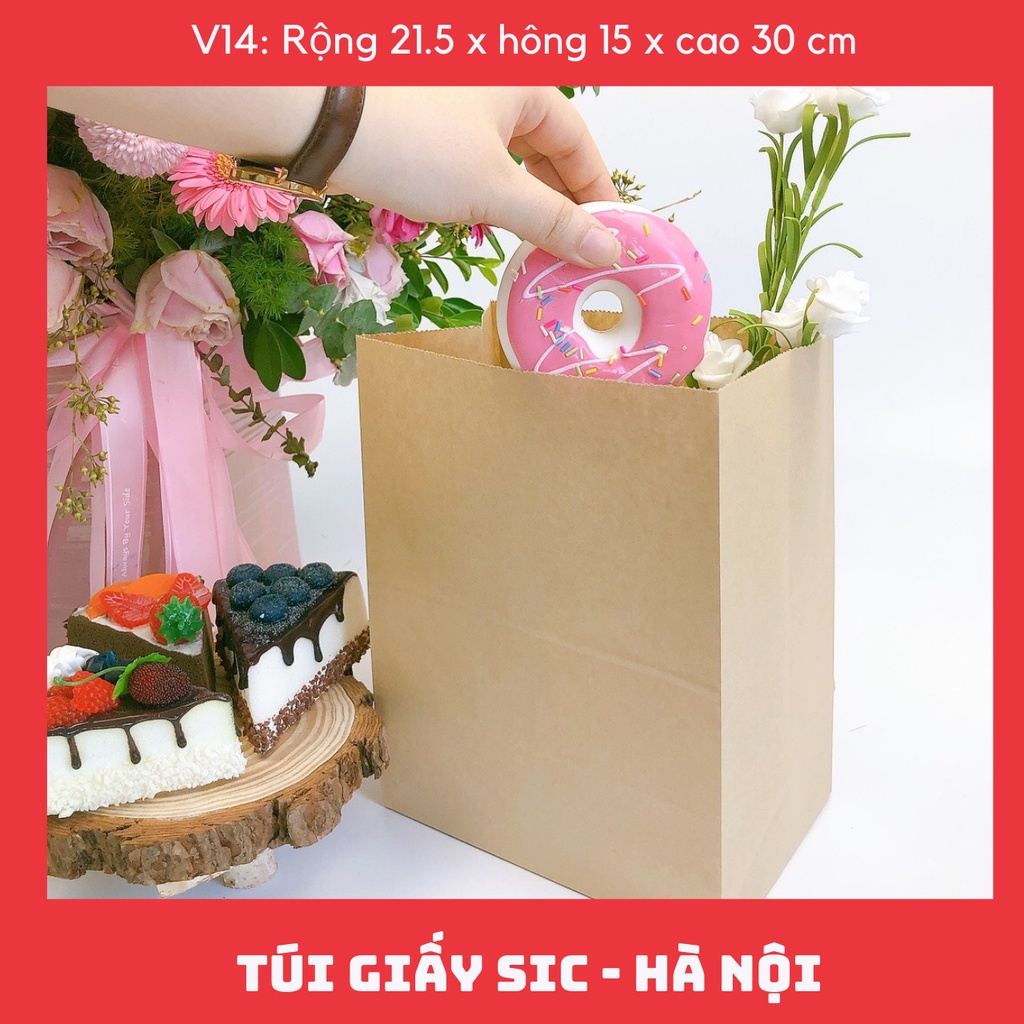 [SET 100 CHIẾC] TÚI GIẤY KRAFT V14: 21.5x15x30 cm KHÔNG QUAI ( ẢNH THẬT)