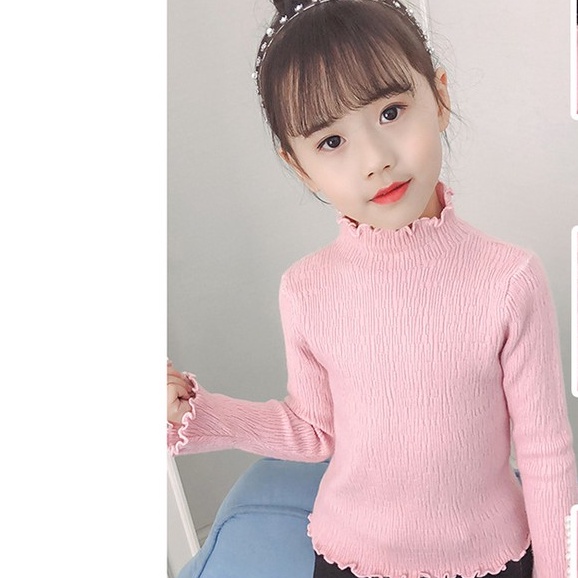 Áo len viền bèo tay đính hạt bé gái size 15-35kg [AL20]