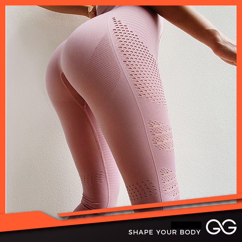 Quần Tập Gym Nữ Leggings Nâng Hông Lỗ Thoáng Khí GQ1738