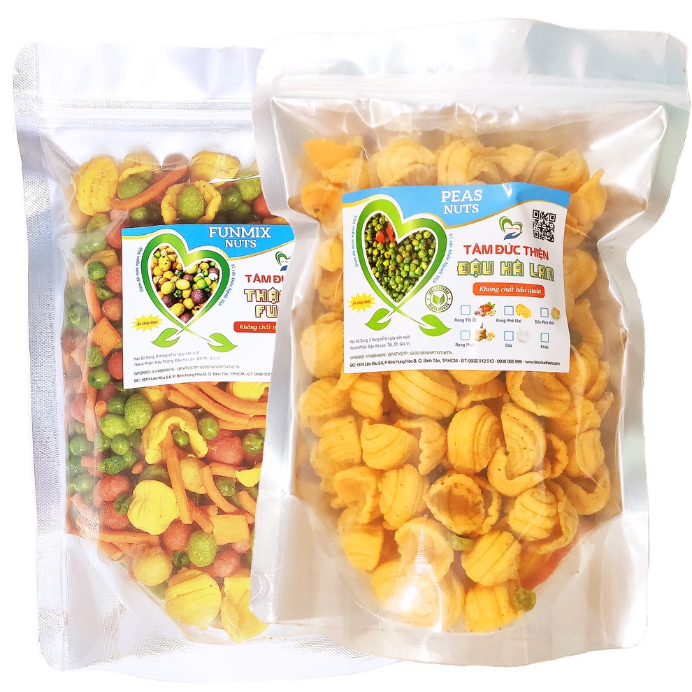 Combo 2 Túi: Thập Cẩm Ngũ Cốc Funmix 405GR và Bánh Vỏ Sò & Đậu Hà Lan 205GR Tâm Đức Thiện đồ ăn vặt
