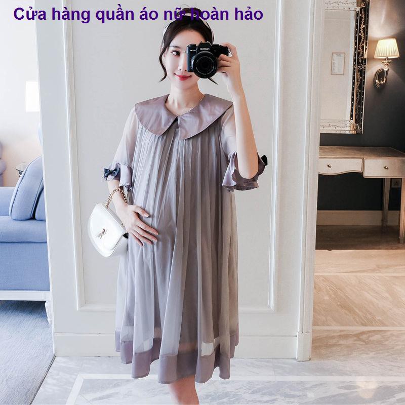 áo nữquần áo bà bầu mùa hè mới, phụ nữ thời trang plus size, váy lưới,