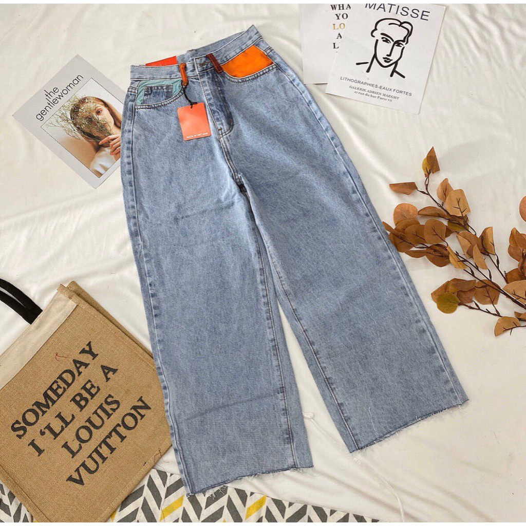 FS50K_Quần Jeans Nữ Ống Rộng Túi Màu Cao Cấp OHS111 | BigBuy360 - bigbuy360.vn