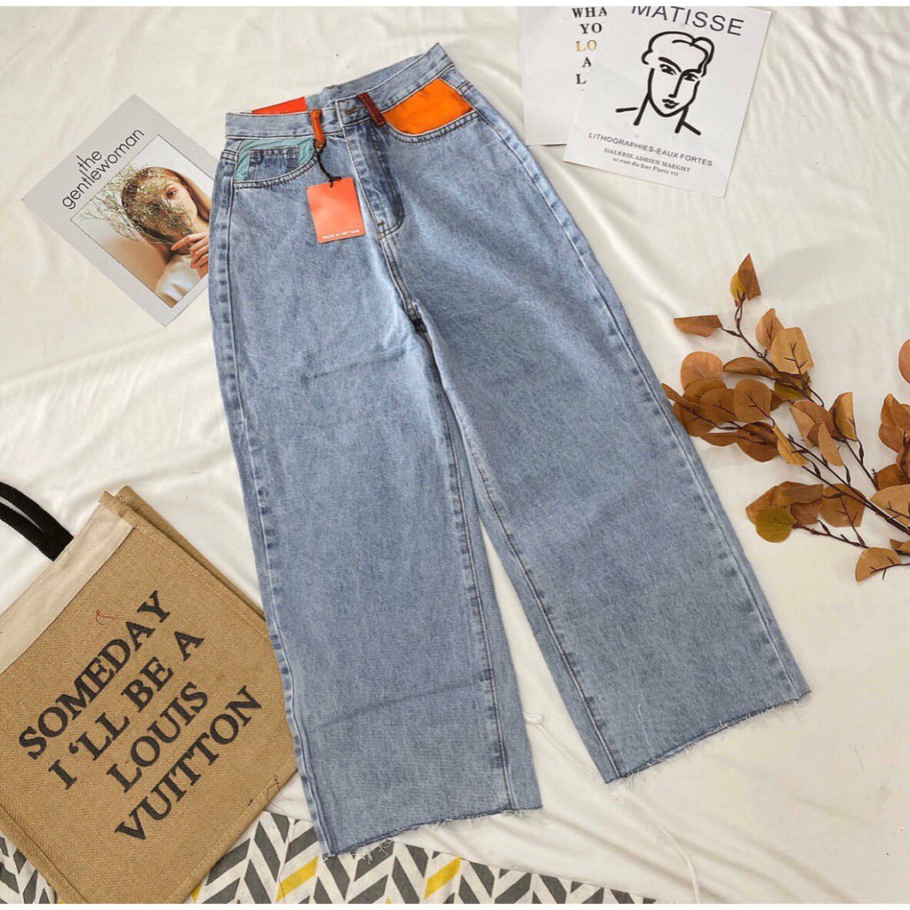 FS50K_Quần Jeans Nữ Ống Rộng Túi Màu Cao Cấp OHS111 | WebRaoVat - webraovat.net.vn