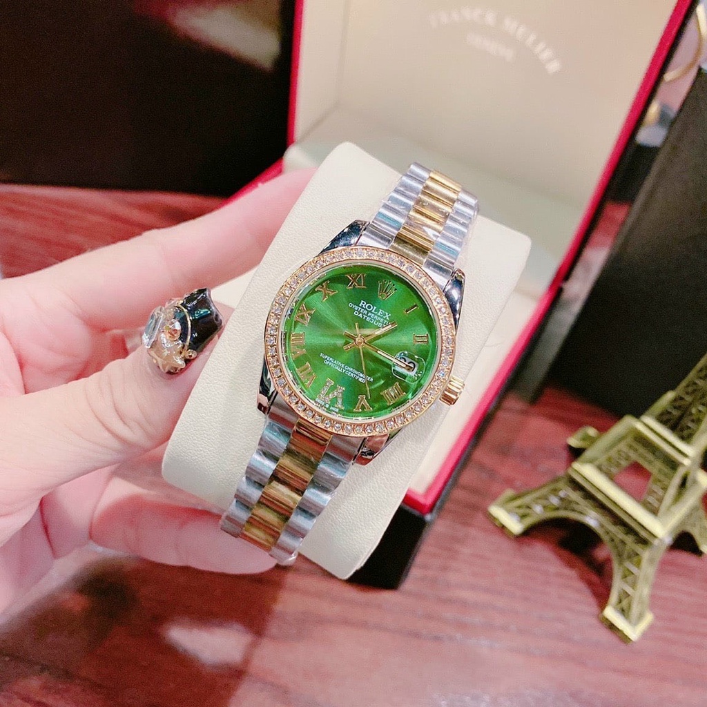 Đồng hồ nữ Rolex, dây thép không girm hàng full box, thẻ bảo hành 12 tháng - Dongho.rolex