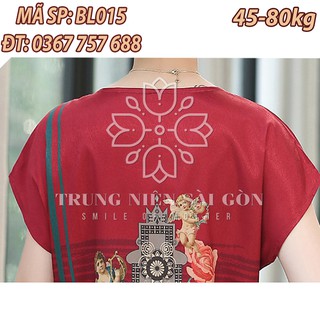 Áo kiểu áo lụa nữ trung niên form rộng chất lụa mát BL015