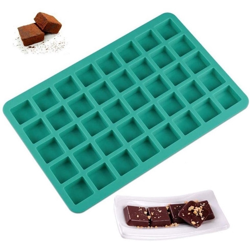 Khuôn 40 Ngăn Hình Vuông Bằng Silicon Cứng Làm Bánh Kẹo Socola Truffles
