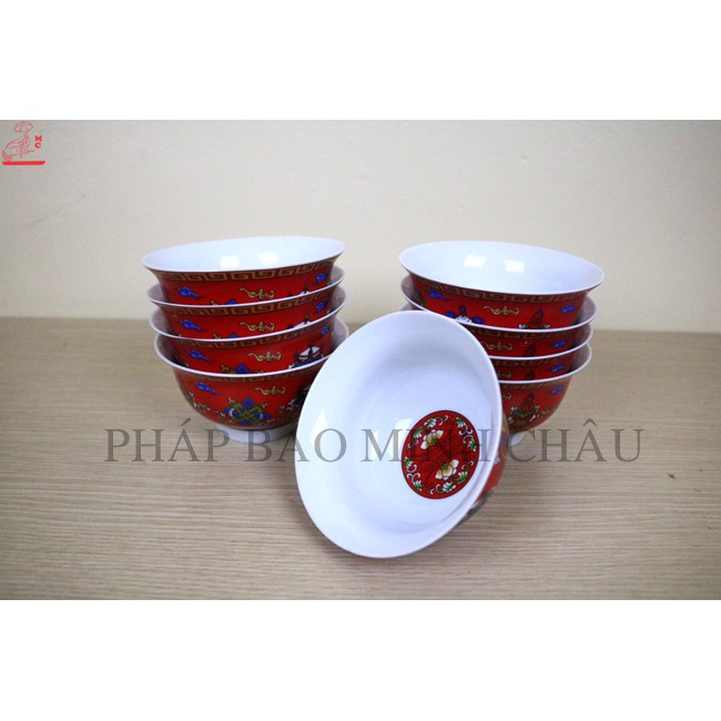 [PHÁP BẢO MINH CHÂU - NHẬP KHẨU] BÁT GỐM SỨ ĐÀI LOAN 11.5CM (ĐỎ - VÀNG) / 1 CHIẾC