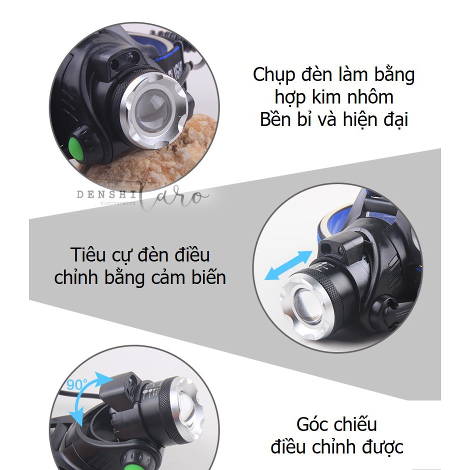 Denshitaro Đèn pin đội đầu siêu sáng 50W cảm ứng D00-143