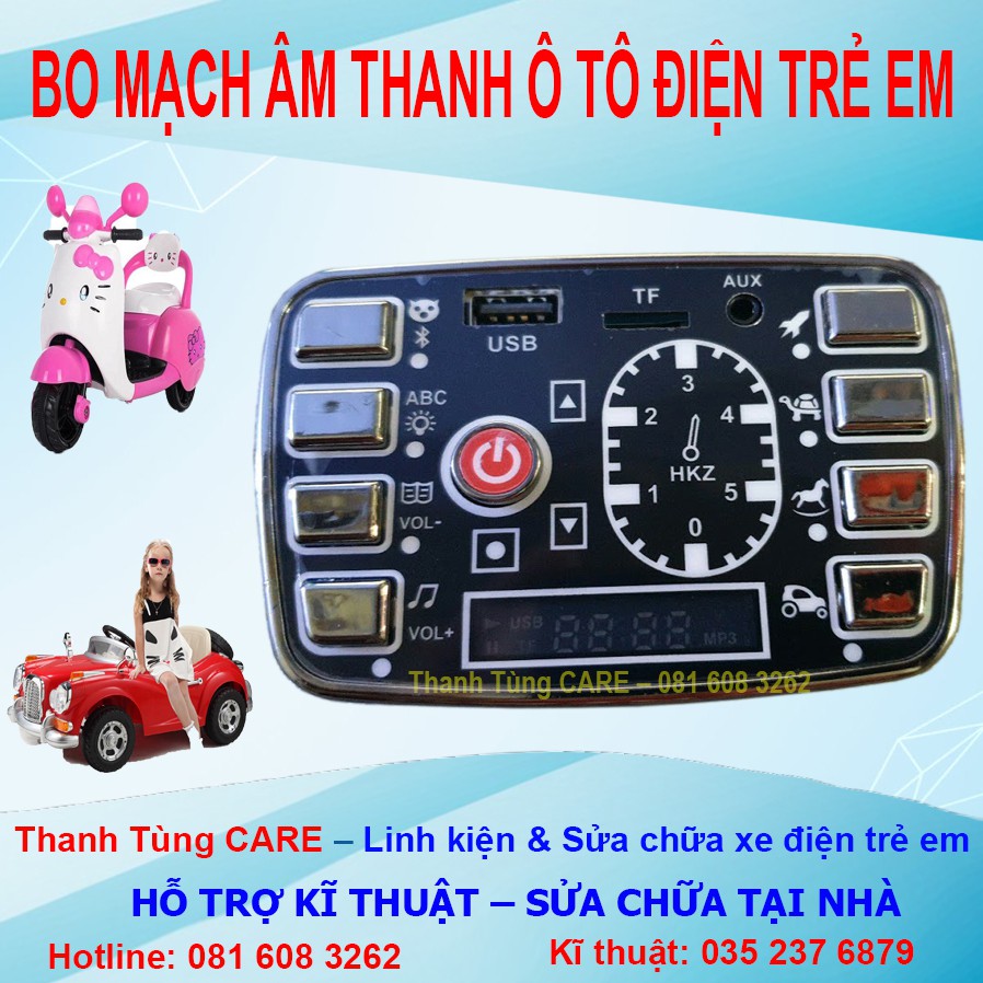 [Bo Mạch] Bo mạch nhạc cho xe điện trẻ em 12V - Bo mạch mở nguồn và âm thanh Ô tô, Xe máy điện trẻ em TH1 12V