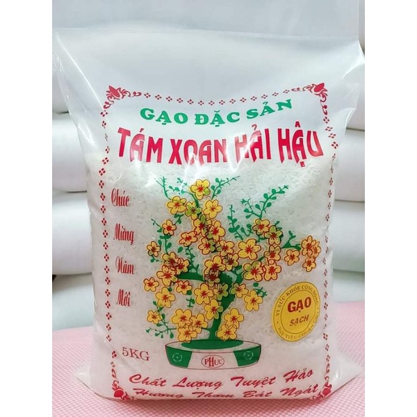 Gạo Tám Xoan Hải Hậu Thơm, Dẻo Ngọt (bao 5kg).