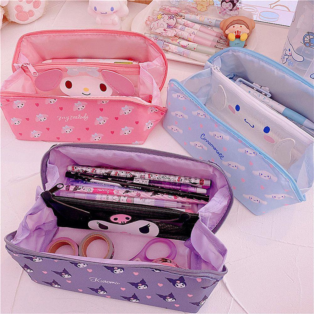 Túi Đựng Bút Chì / Mỹ Phẩm Hai Ngăn Họa Tiết Hoạt Hình Kuromi Melody 1