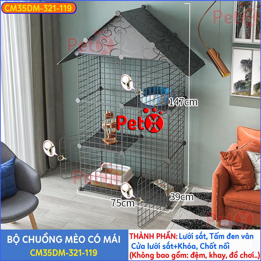 Chuồng mèo 3 tầng, 2 tầng lưới sắt sơn tĩnh điện giá rẻ đẹp lắp ghép đa năng đơn giản có mái nuôi thú cưng, thỏ, bọ ú