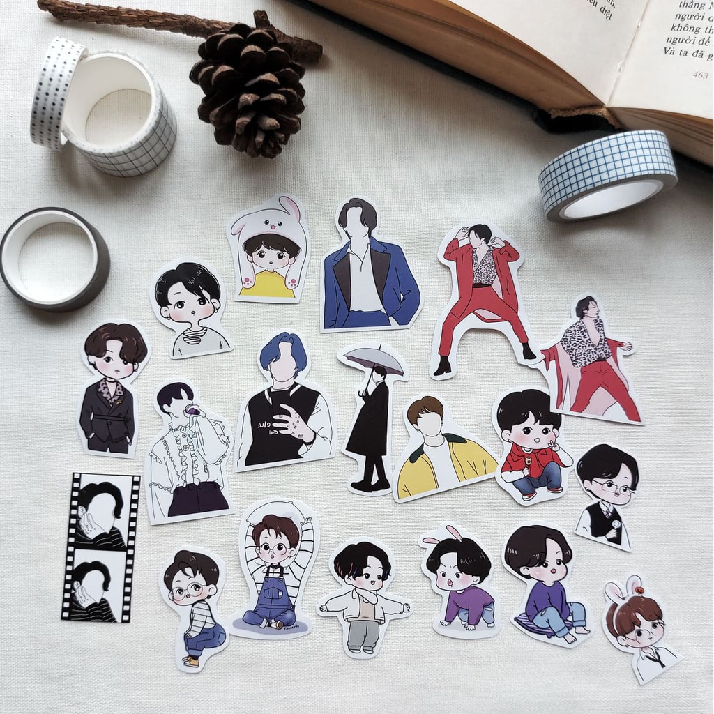 Sticker BTS Jungkook chibi trang trí sổ laptop điện thoại