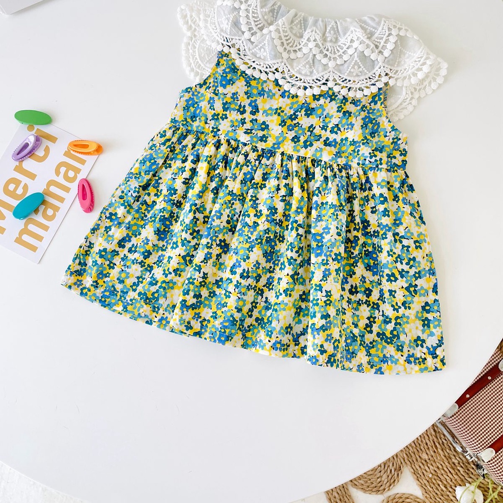 Sanlutoz Công chúa mùa hè Bé gái Váy ren Không tay Bông dễ thương Trẻ em Bé gái Váy Casaul