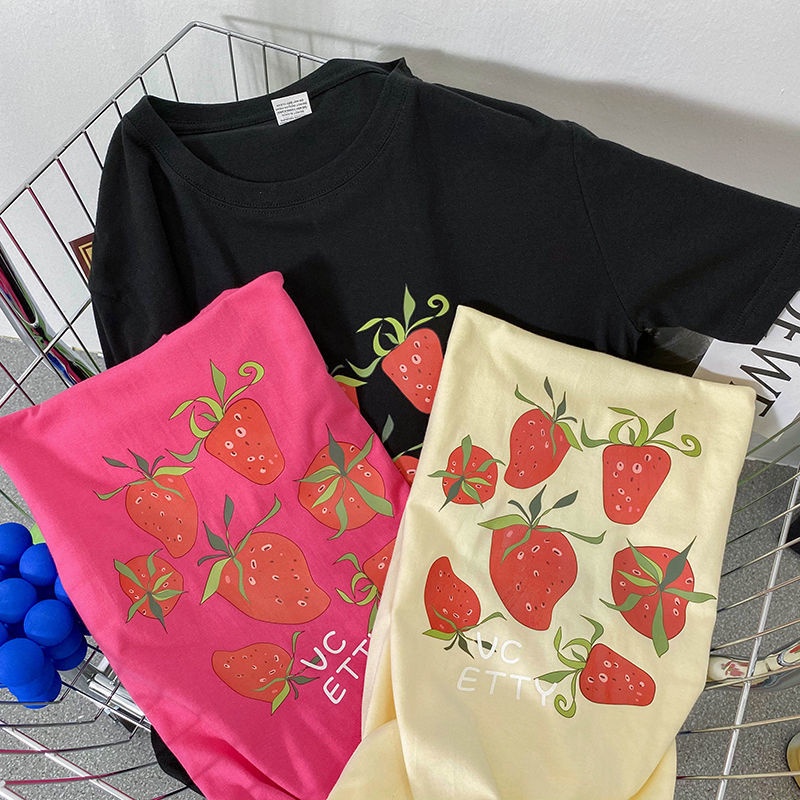 Áo Thun cotton Tay Ngắn Dáng Rộng Phong Cách Hàn Quốc Mới