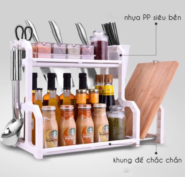 Kệ đựng gia vị nhà bếp chữ B Tashun + tặng 10 móc chịu lực siêu chắc