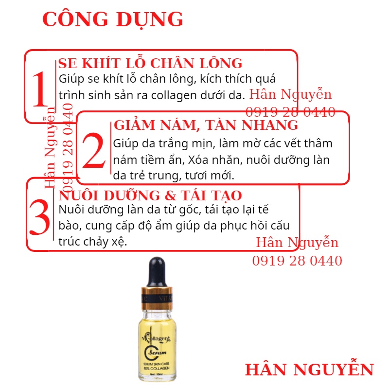 Serum tế bào gốc dưỡng ẩm Ncollagen Hân Nguyễn 10ml