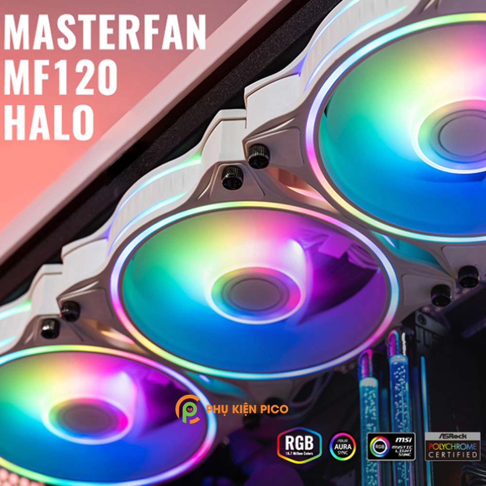 Fan Case Cooler Master MasterFan MF120 HALO Dual Ring -  Quạt Case 12CM Coolermaster MF120 Halo A-RGB - Fan Case 120mm