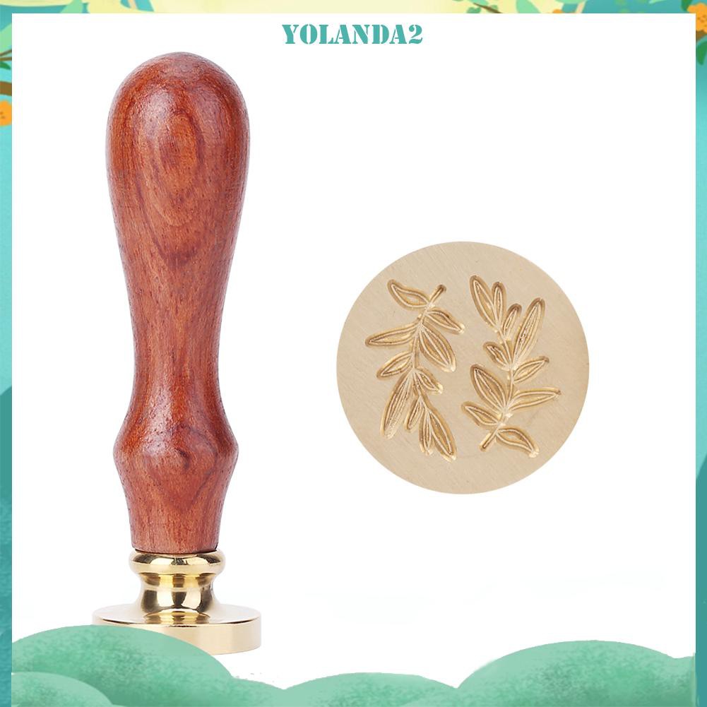Con dấu sáp tay cầm gỗ hình thực vật cổ điển thích hợp cho trang trí thủ công phong bì thiệp cưới