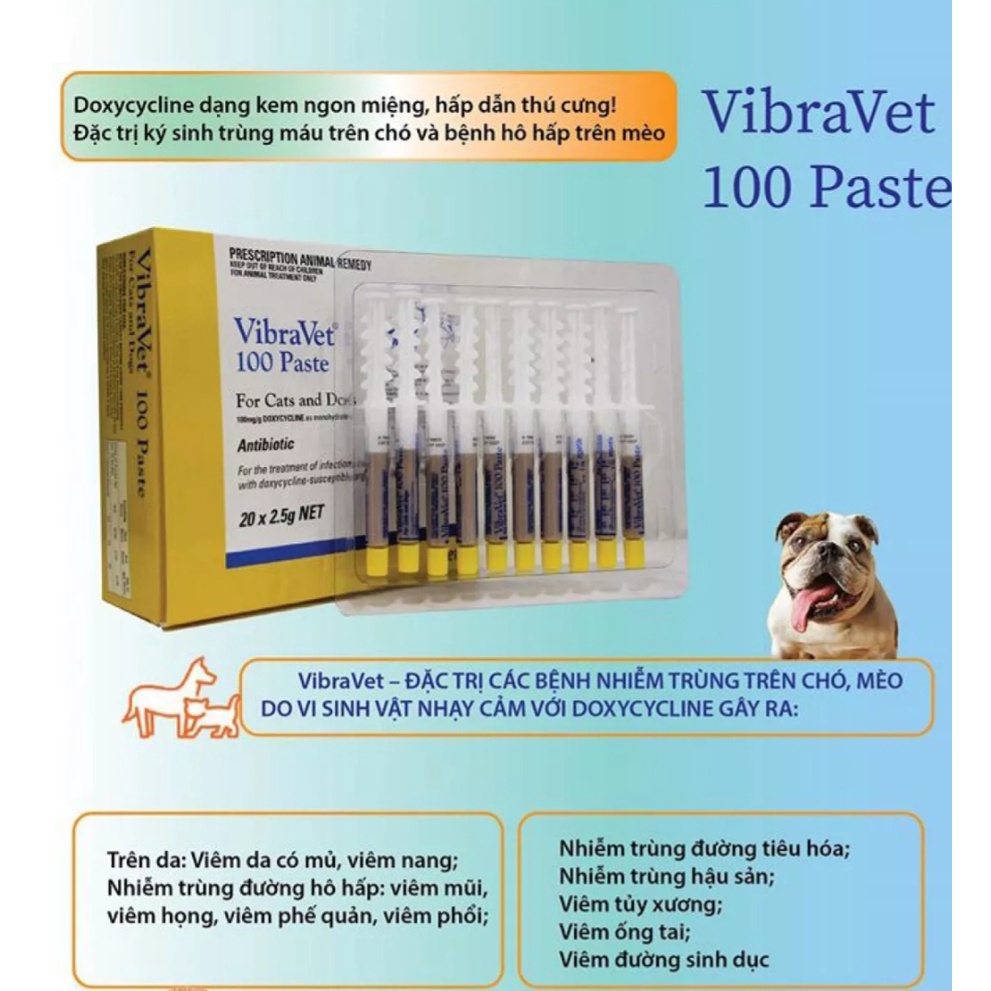 Vibravet gel hỗ trợ hô hấp, tiêu hóa, KST má.u cho chó mèo