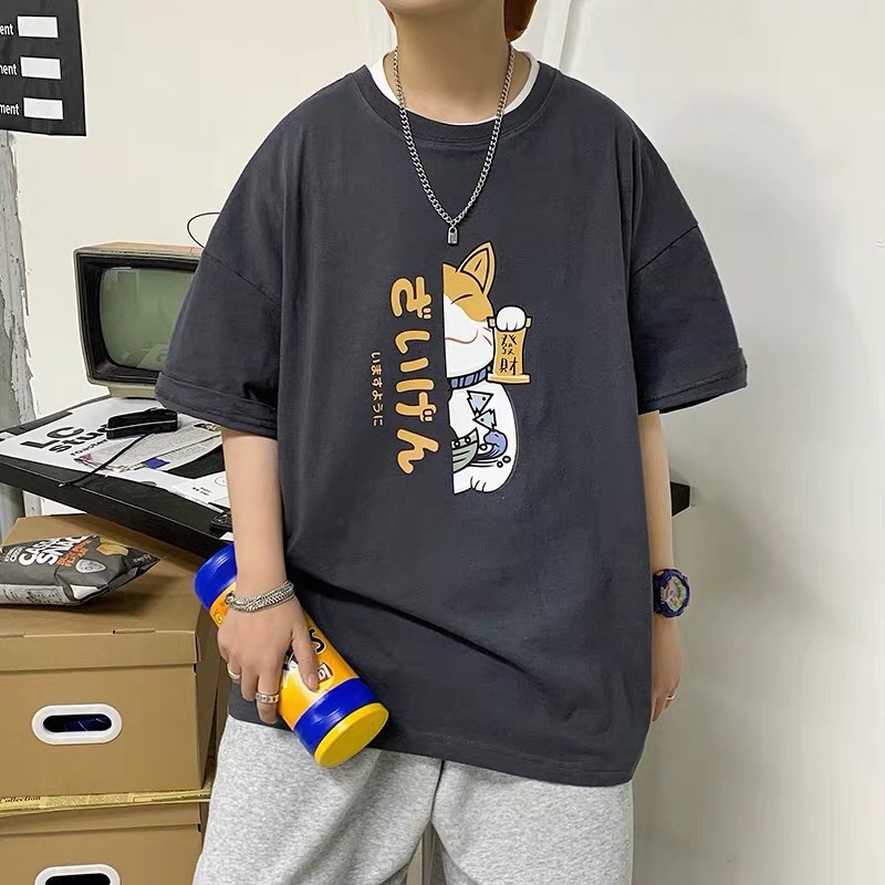 Áo phông unisex form rộng WIND oversize tay lỡ Mèo Hàn thời trang nam nữ ulzzang | BigBuy360 - bigbuy360.vn