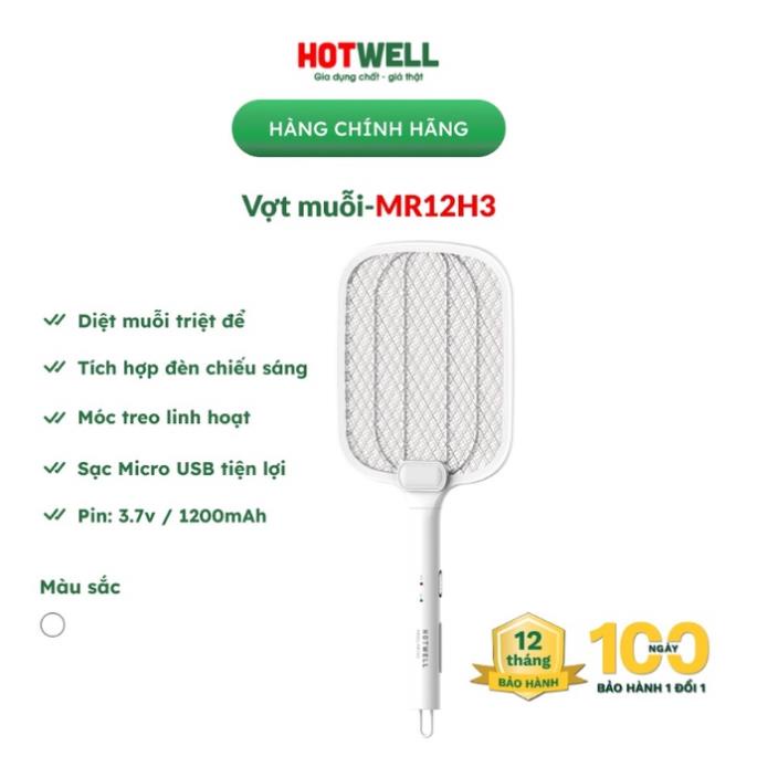 Vợt muỗi Hotwell siêu mạnh, siêu đẹp sử dụng pin lithium - Hàng chính hãng