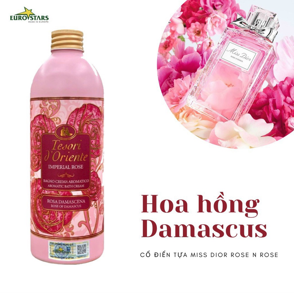 Sữa tắm nước hoa Ý Tesori D'oriente, Sữa tắm xích Tesori lưu hương lâu - Dung Lượng 500ml - Tặng vòi xịt [ Chính Hãng ]