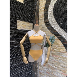 Bikini vàng đồng chất gân cổ yếm