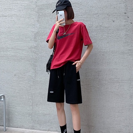 【ZHELIHANGFEI】Quần Thể Thao Lưng Cao Ống Rộng Phong Cách Preppy