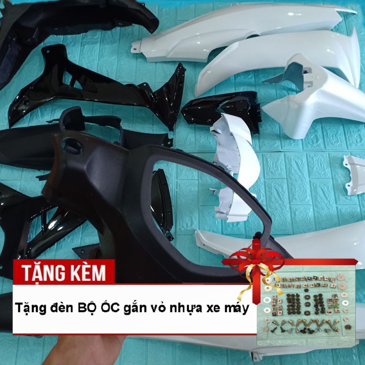 Dàn áo dành cho xe SIRIUS đời 2005 đến 2018 màu TRẮNG phanh ĐĨA ,Tặng kèm bộ ốc theo xe