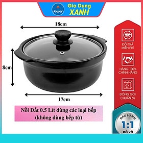 Nồi đất kho cá thịt 0.5L 1L 1.5L 2L ANPER nồi nấu mì cay Hàn Quốc không dùng bếp từ