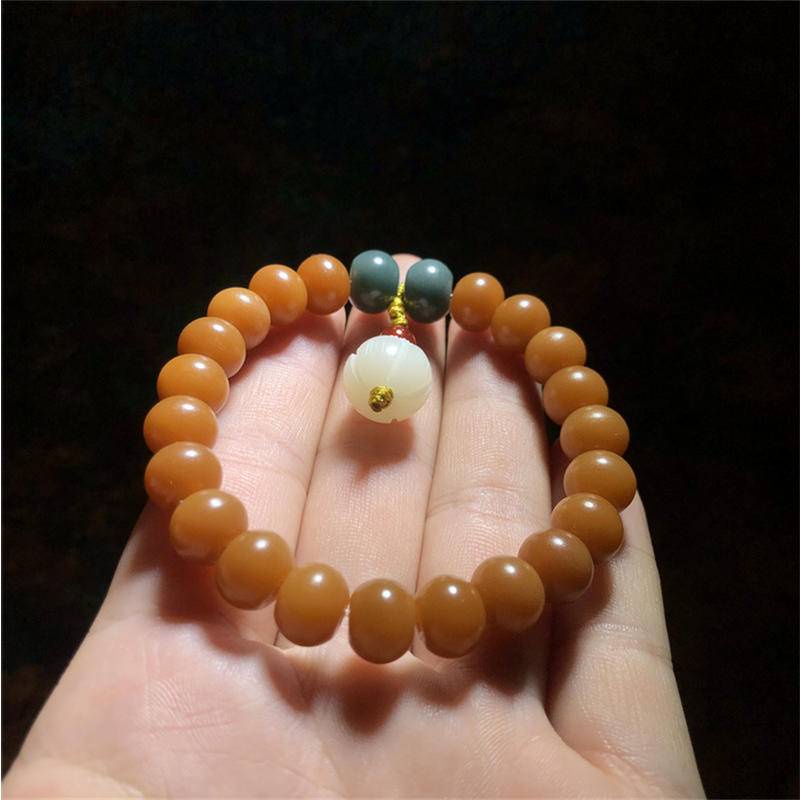 Vòng Đeo Tay Bồ Đề Màu Vàng Dầu Gà Rễ Bồ Đề Hoa Sen Vòng Tròn Đơn Thủ Công Giảm Căng Thẳng Thời Tiết Sáng Tạo