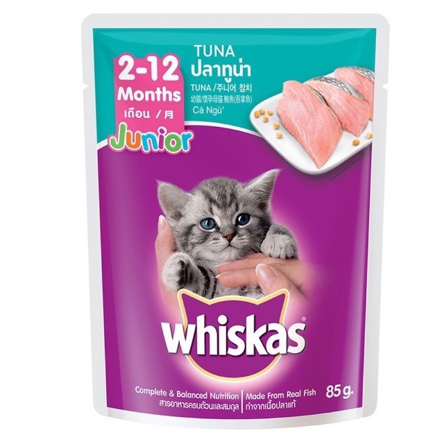 FREESHIP ĐƠN 50K_Thức ăn Whiskas vị cá ngừ cho mèo con cao cấp 85g