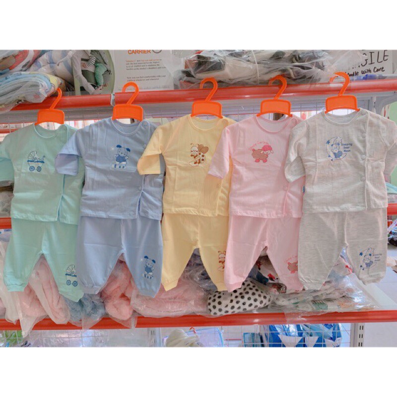 Bộ sơ sinh cotton cài lệch cho bé