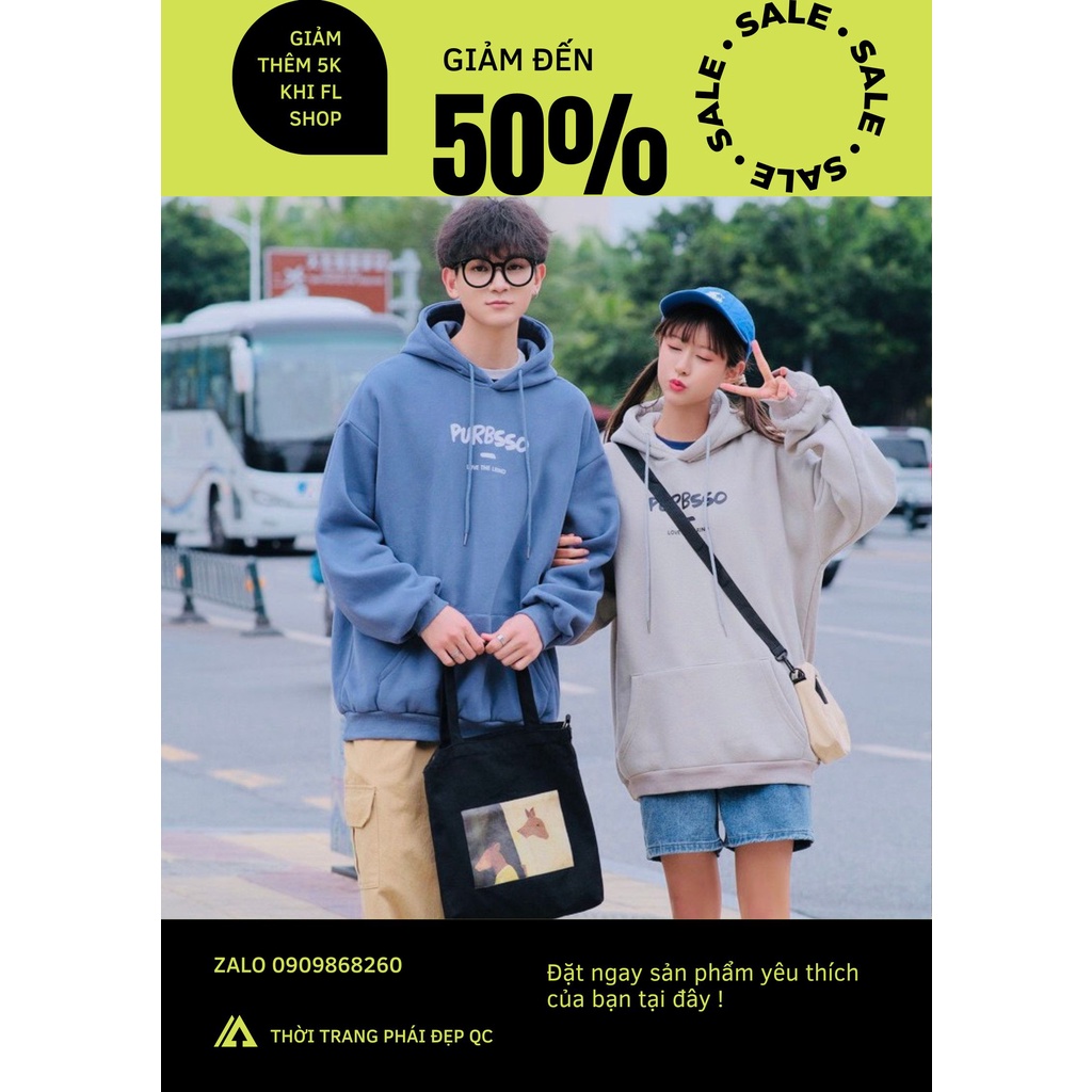 Áo Khoác Nỉ Hoodie PURBSSO-Thời Trang Phái Đẹp QC