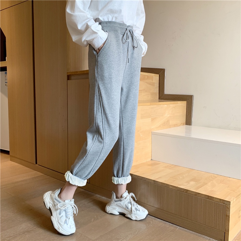Quần thể thao ống rộng dáng dài thiết kế thời trang Hàn Quốc cho nữ