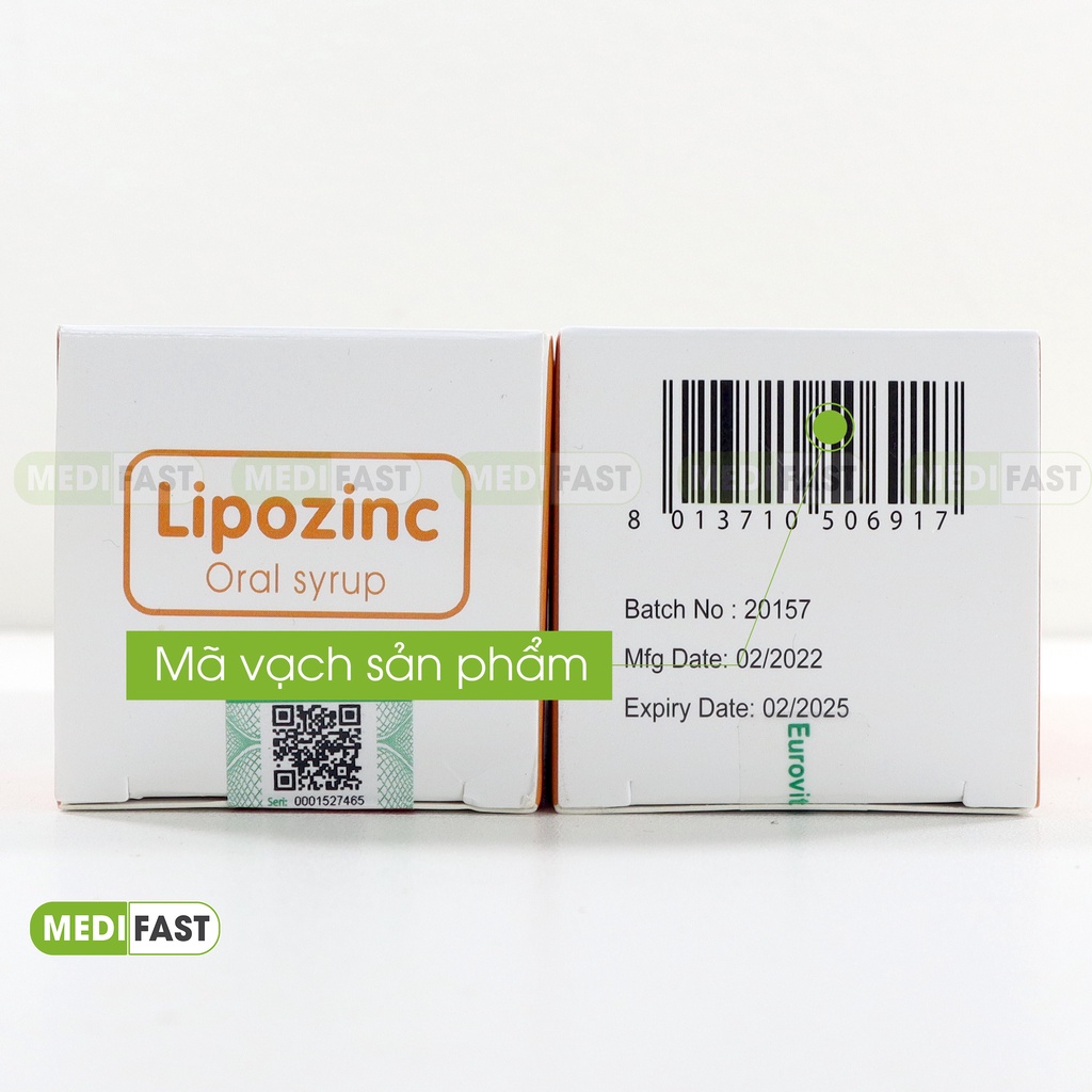 Siro ăn ngon cho trẻ Lipozinc Tăng sức đề kháng, bé khỏe mạnh - Dùng cho trẻ dưới 6 tháng tuổi - Chai 150ml