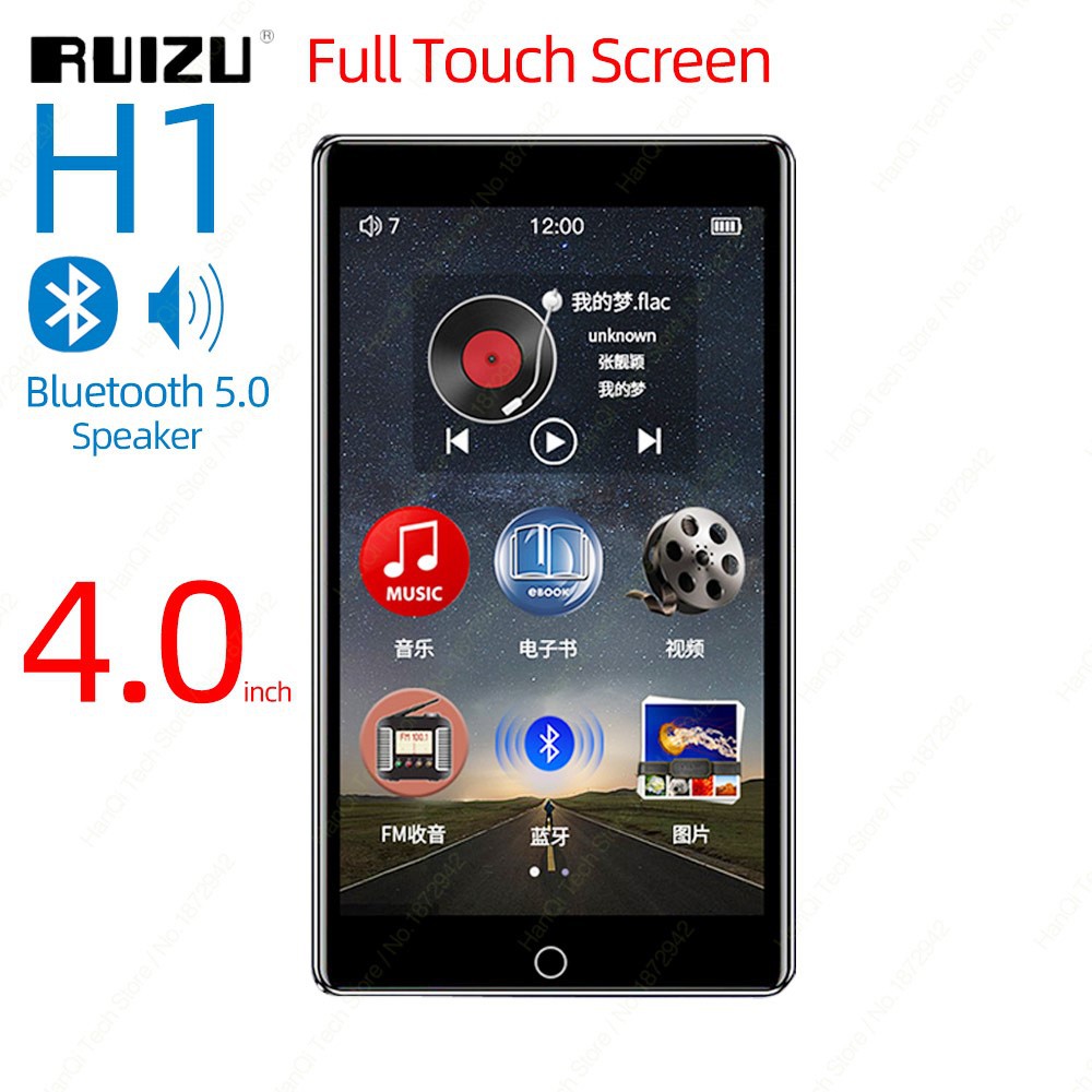 Máy MP3 MP4 kết nối Bluetooth RUIZU H1 8GB màn hình cảm ứng hỗ trợ FM radio/ quay vid