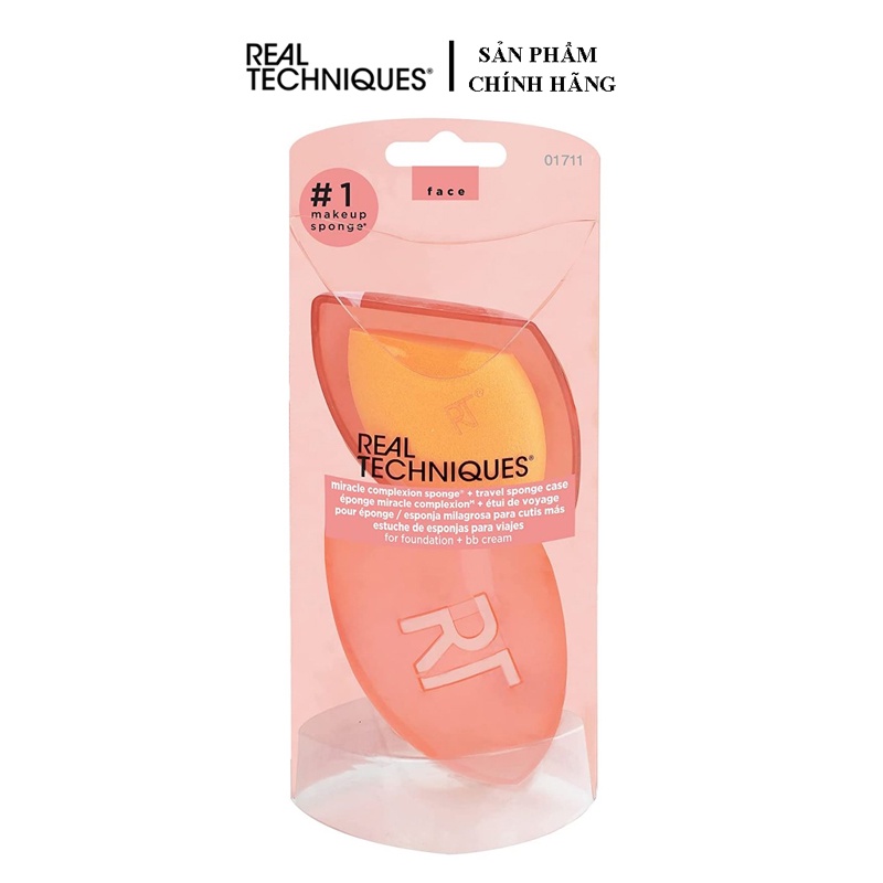 Set Bông Mút Trang Điểm Và Hộp Bảo Vệ Real Techniques Miracle Complexion Sponge + Travel Case