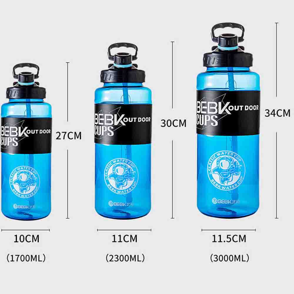 Bình nước không BPA sức chứa lớn 1700ml/ 2300ml/ 3000ml có tay cầm nhỏ gọn cho thể dục gym thể thao