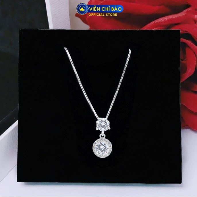 Dây chuyền bạc nữ mặt đá tròn chất liệu bạc Ý thời trang phụ kiện trang sức nữ Viễn Chí Bảo D400777
