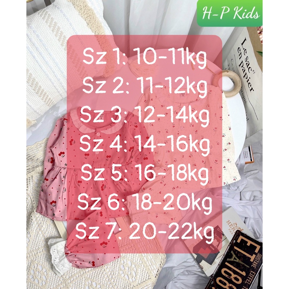 Bộ Pijama viền hoa dáng babydoll họa tiết đáng yêu, chất liệu mát mềm mại cho bé Rio hàng có sẵn kèm video